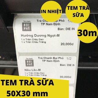 Tem DECAL in nhiệt 50x30 - Tem Dán Ly Trà Sữa 50x30MM