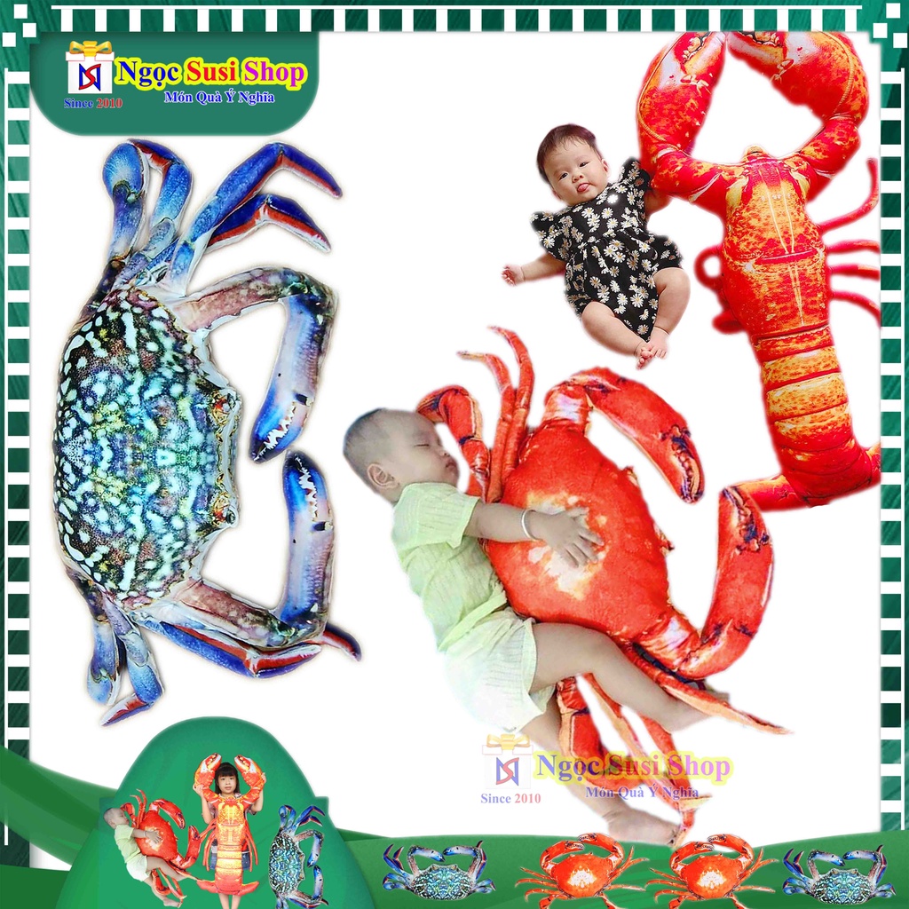 GỐI ÔM TÔM HÙM ALASKA , CUA ĐỎ , GHẸ BÔNG 3D SIÊU MỊN