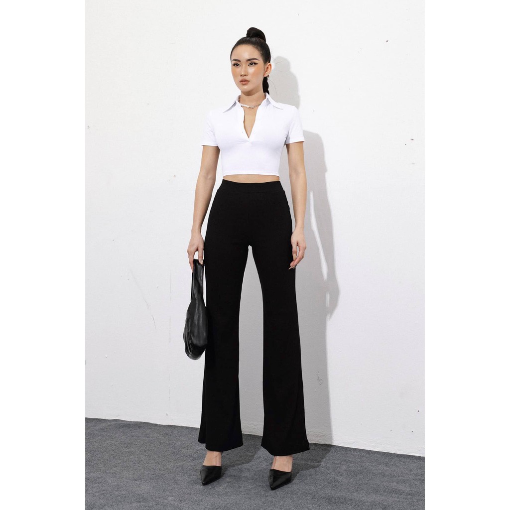 Quần Ống Loe Nữ Busy Cotton Len Tăm Cạp Chun Co Giãn QOL