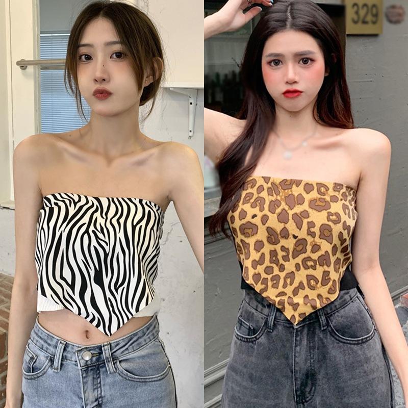 Áo Lửng Hai Dây Họa Tiết Da Báo Thời Trang Quyến Rũ Dành Cho Nữ