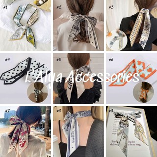 Khăn Lụa Họa Tiết Buộc Tóc Thắt Nơ Thanh Lịch Hot Trend 6*90cm BDV001