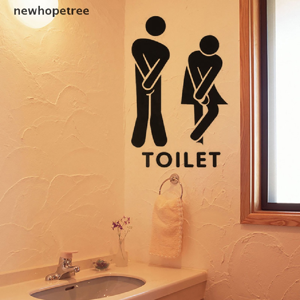 newhopetree Funny Toilet Sign Wall Stickers Bathroom Decoration DIY Creative Home Wall Mural OIK