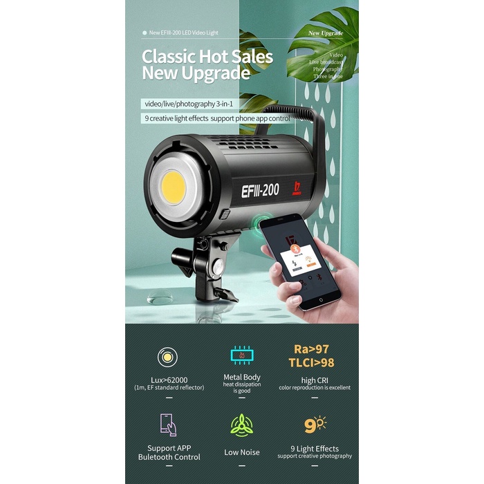 Đèn led studio Jinbei EFIII200 hàng chính hãng 100%, giá tốt