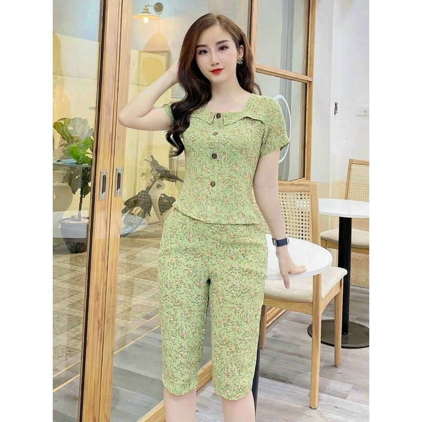 Set Đồ Nữ Lụa Hàn Châu Cao Cấp VARRO, Đồ Bộ Lửng Mặc Nhà Mặc Đi Chơi