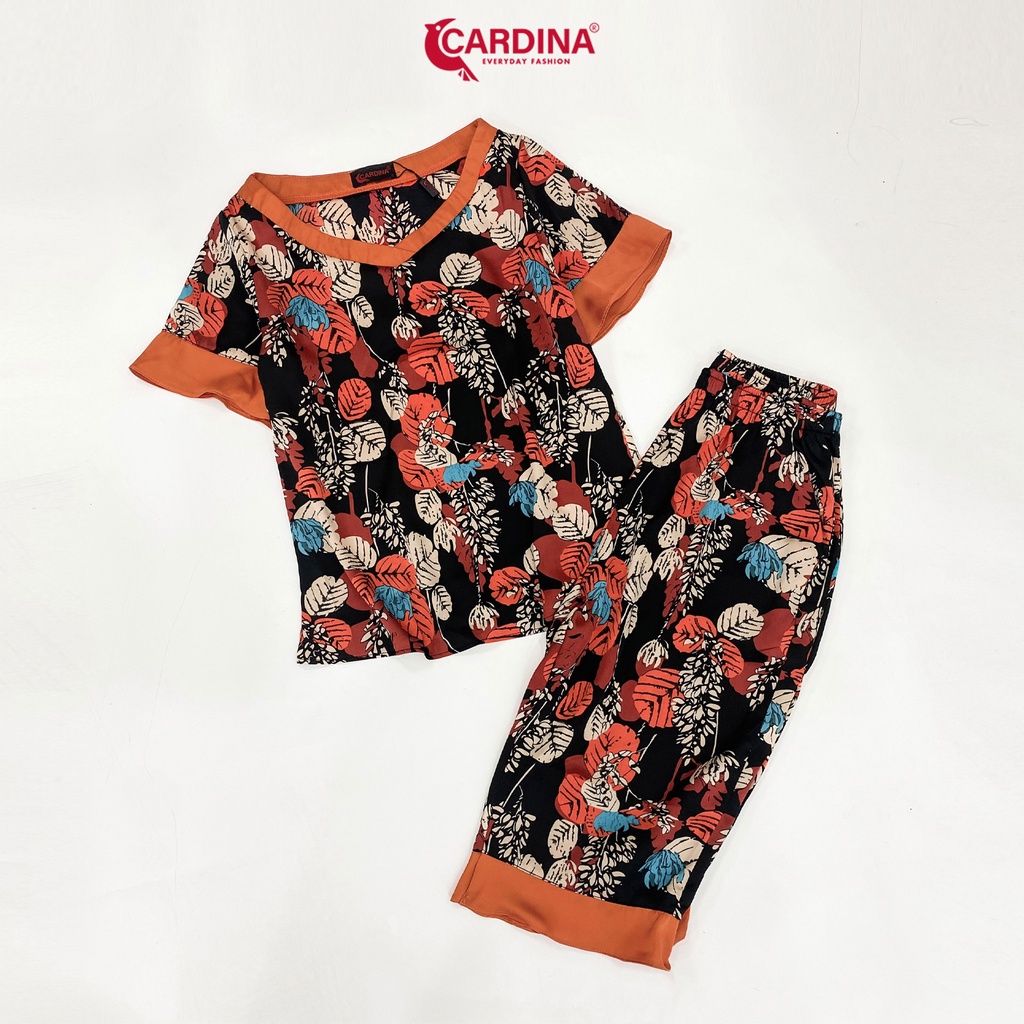 Đồ Bộ Nữ 𝐂𝐀𝐑𝐃𝐈𝐍𝐀 Chất Lụa Satin Nhật Cao Cấp Áo Cộc Tay Quần Lửng Họa Tiết Độc Đáo 2SF07