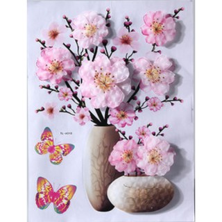 Decal dán tường 3D mẫu: Tranh dán tường hoa hồng đào