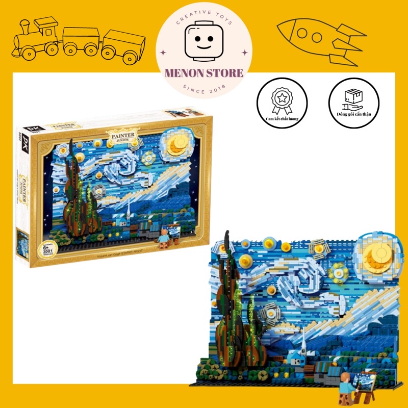 Đồ chơi lắp ráp DK3001 3001 Mô hình Painter Junior bức tranh bầu trời đêm ngàn sao Starry Night