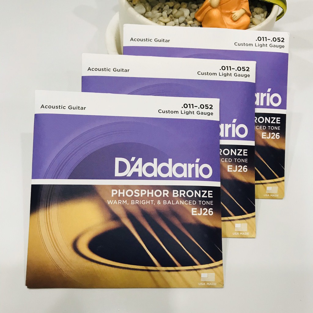 (NOWSHIP)Dây đàn Guitar Acoustic D'addario EJ26 (hàng chính hãng)TẶNG KÈM 3 PICK GẢY