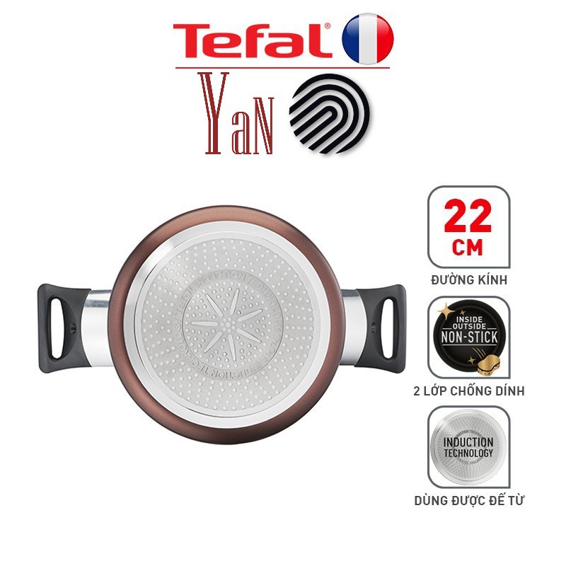 Nồi lẻ thân cao hai quai đế từ chống trầy chống dính kèm nắp Tefal Day By Day 22cm G1436105 - Hàng chính hãng