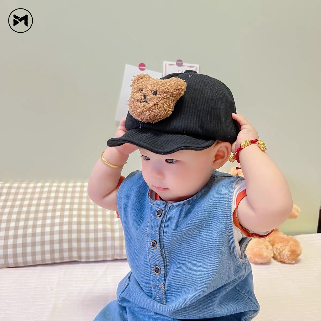 Mũ Nhung Mềm Mại Hình Gấu Nổi Thời Trang Mùa Thu Cho Bé Trai Và Gái 6 Tháng-3 Tuổi