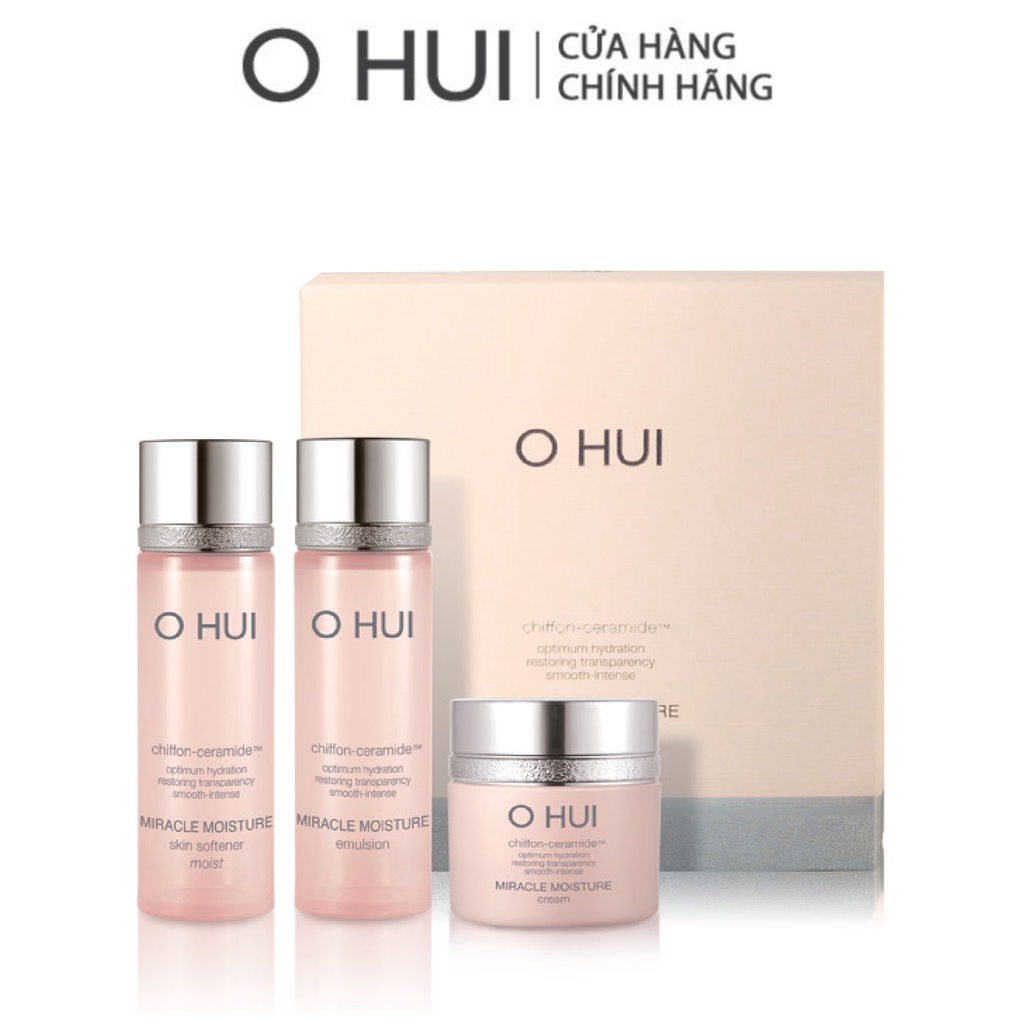 [HB Gift] Bộ dưỡng ẩm chống lão hóa 3 món OHUI Miracle Moisture 3pcs 47ml và Son dưỡng bển màu chống lão hoá (Màu Red)