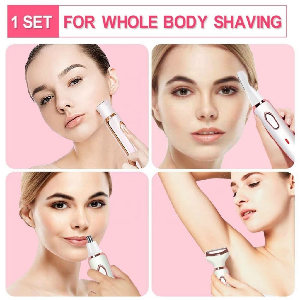 Dao Cạo Lông Mặt ,Tỉa Lông Mày,  Cắt Tỉa Lông Mũi Máy Cạo Lông Bikini Vùng Kín Toàn Thân Đa Năng 4 In 1 Chống Nước Sạc Đ