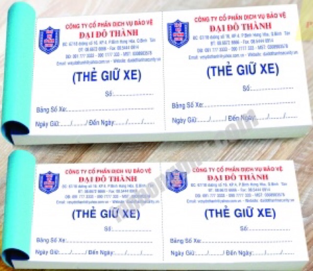 Phiếu giữ xe có số, không số