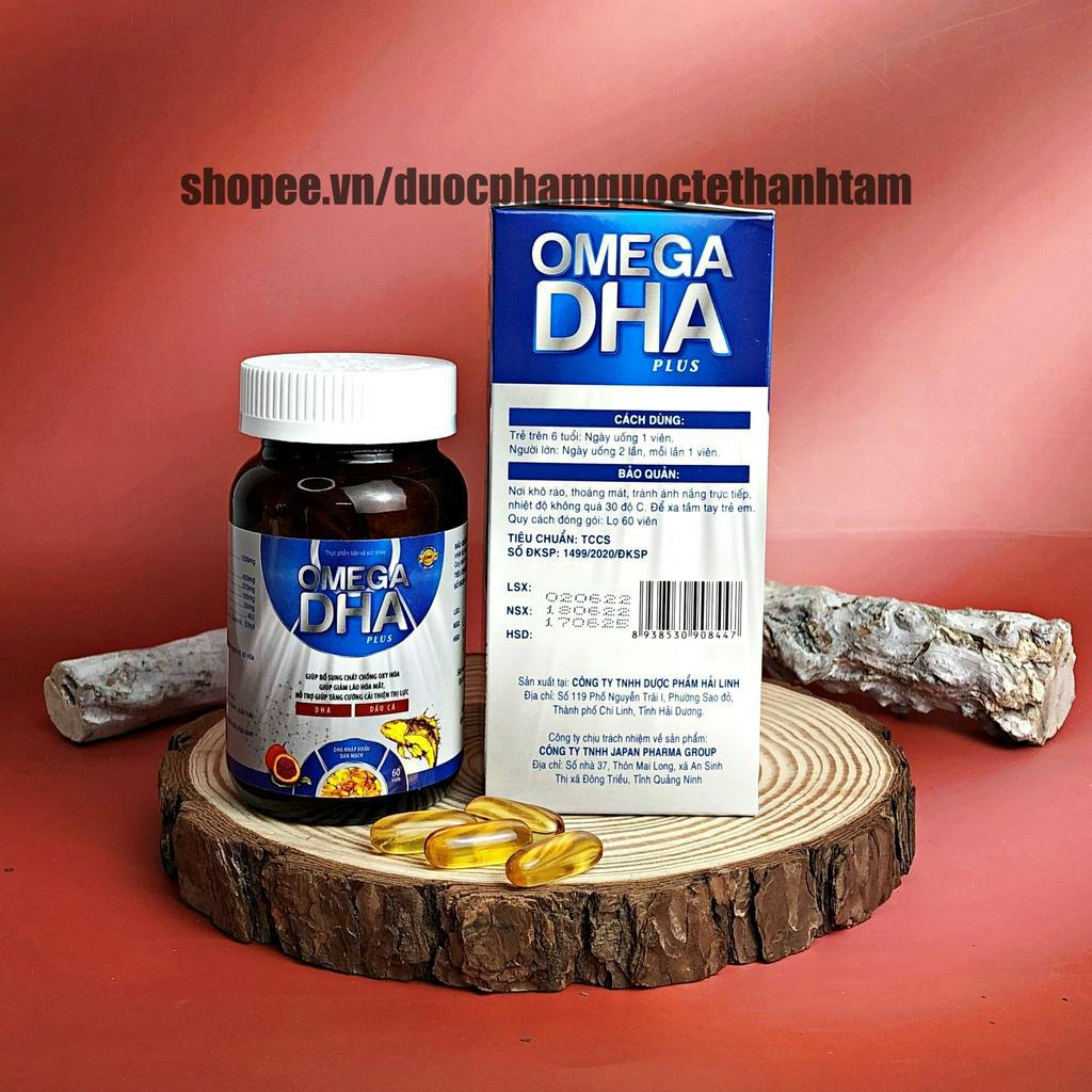 Viên dầu cá Omega DHA plus với chiết xuất quả óc chó, giúp bổ não, sáng mắt, tốt cho tim mạch - Hộp 60 viên