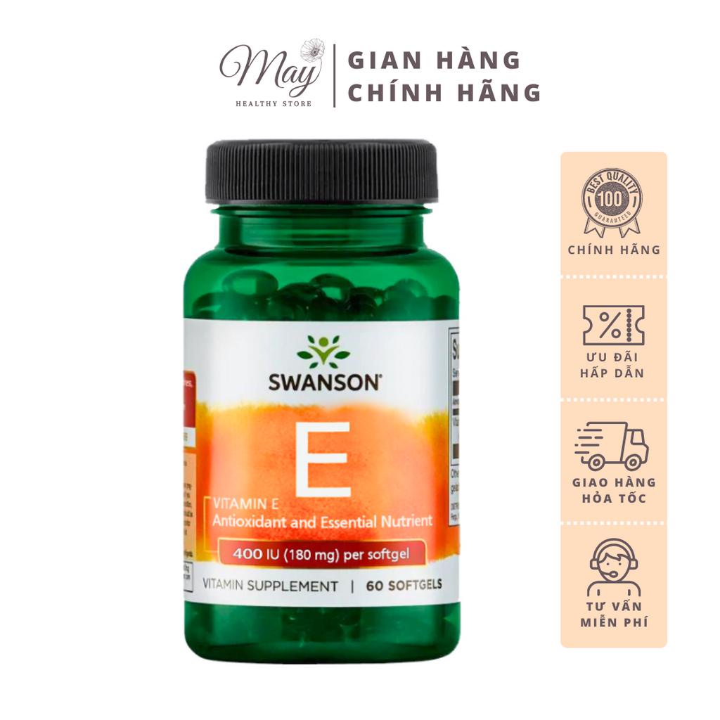 Viên Uống  Swanson Vitamin E 400 IU (180mg) Ngăn Ngừa Lão Hóa, Bảo Vệ Sức Khỏe Tim Mạch (60 Viên/Lọ)
