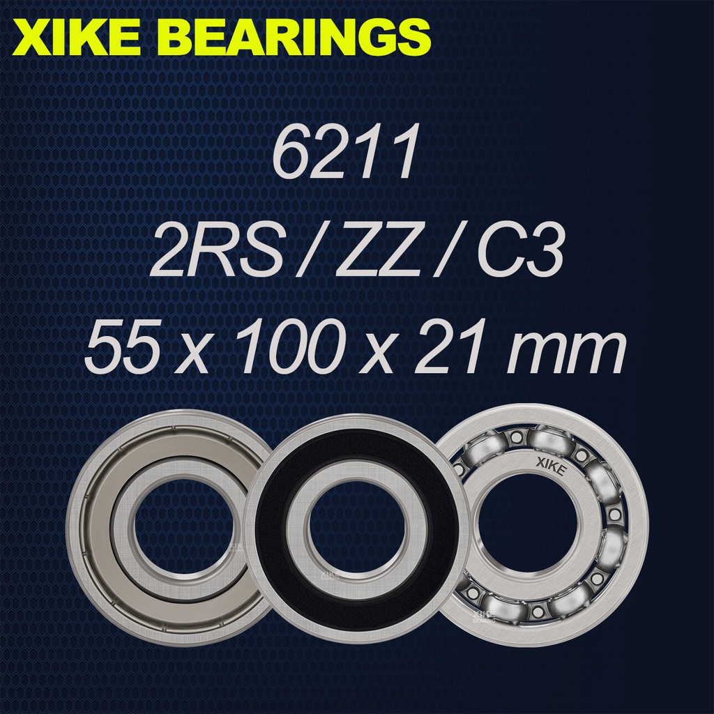 XIKE 6212-1RS / ZZ / Mở / C3 Kích thước 55x100x21mm Vòng bi rãnh sâu chất lượng cao 621-1RS / 6211ZZ