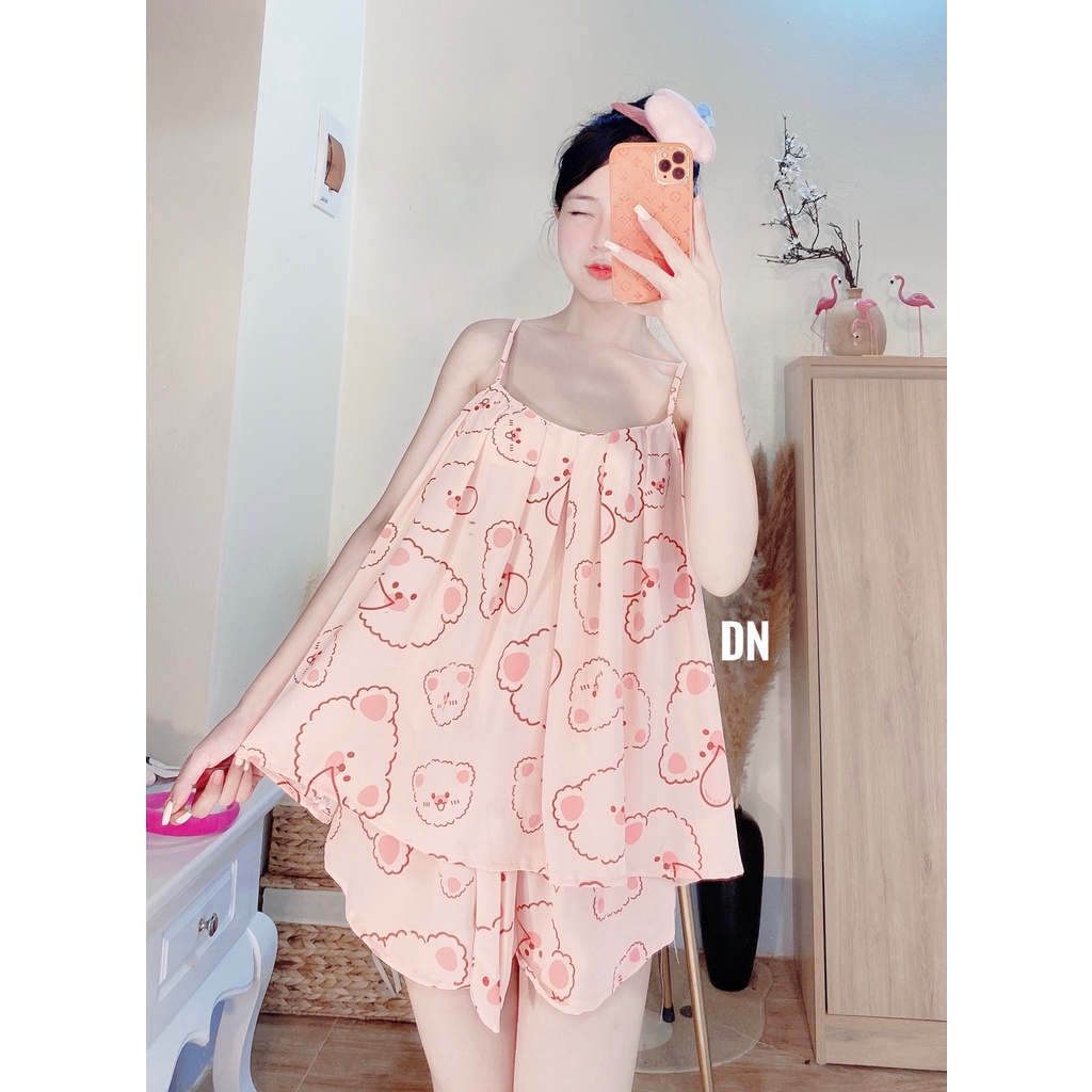 Bộ Ngủ Hai Dây Baby Lụa Satin Cao Cấp - Bộ Đồ Pijama Boody BV06 | BigBuy360 - bigbuy360.vn