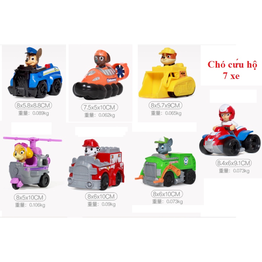 (Tặng sticker) Đồ chơi Biệt đội Chó cứu hộ Paw Patrol mô hình 7 con cho bé