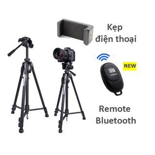 Tripod chân máy ảnh Weifeng WT-3520, khung nhôm cao cấp, cao 1.4m chịu tải 3kg, có túi đeo. Tặng kèm kẹp điện thoại