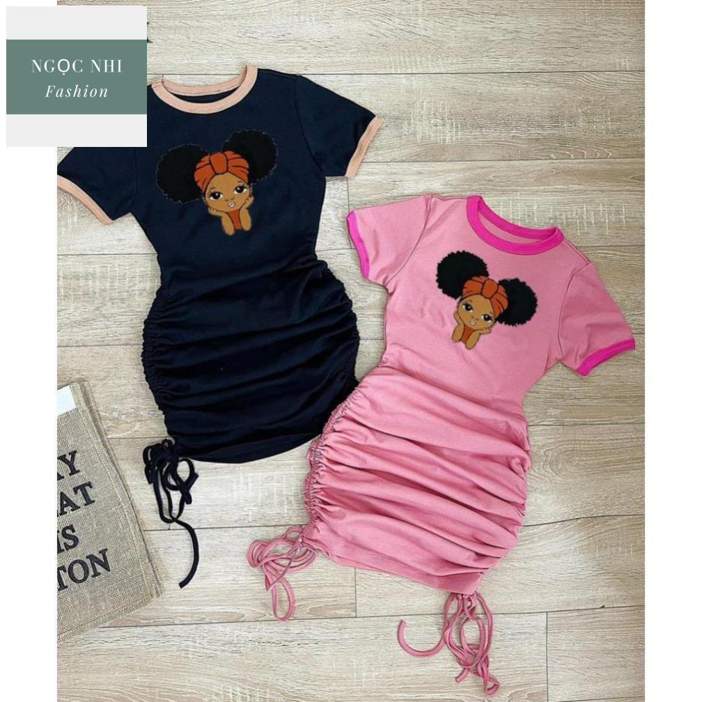 Đầm bé gái ôm body thời trang, sành điệu, thun cotton - Quần áo trẻ em - Ngọc Nhi shop (Hồng ruốc) (210574)