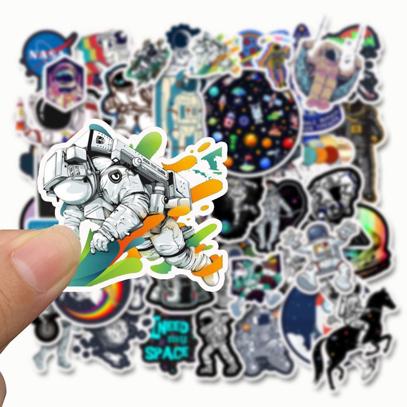 Bộ 50 Sticker phi hành gia dán trang trí xe mô tô/ván trượt/laptop/hành lý phong cách graffiti cá tính chống thấm nước | BigBuy360 - bigbuy360.vn