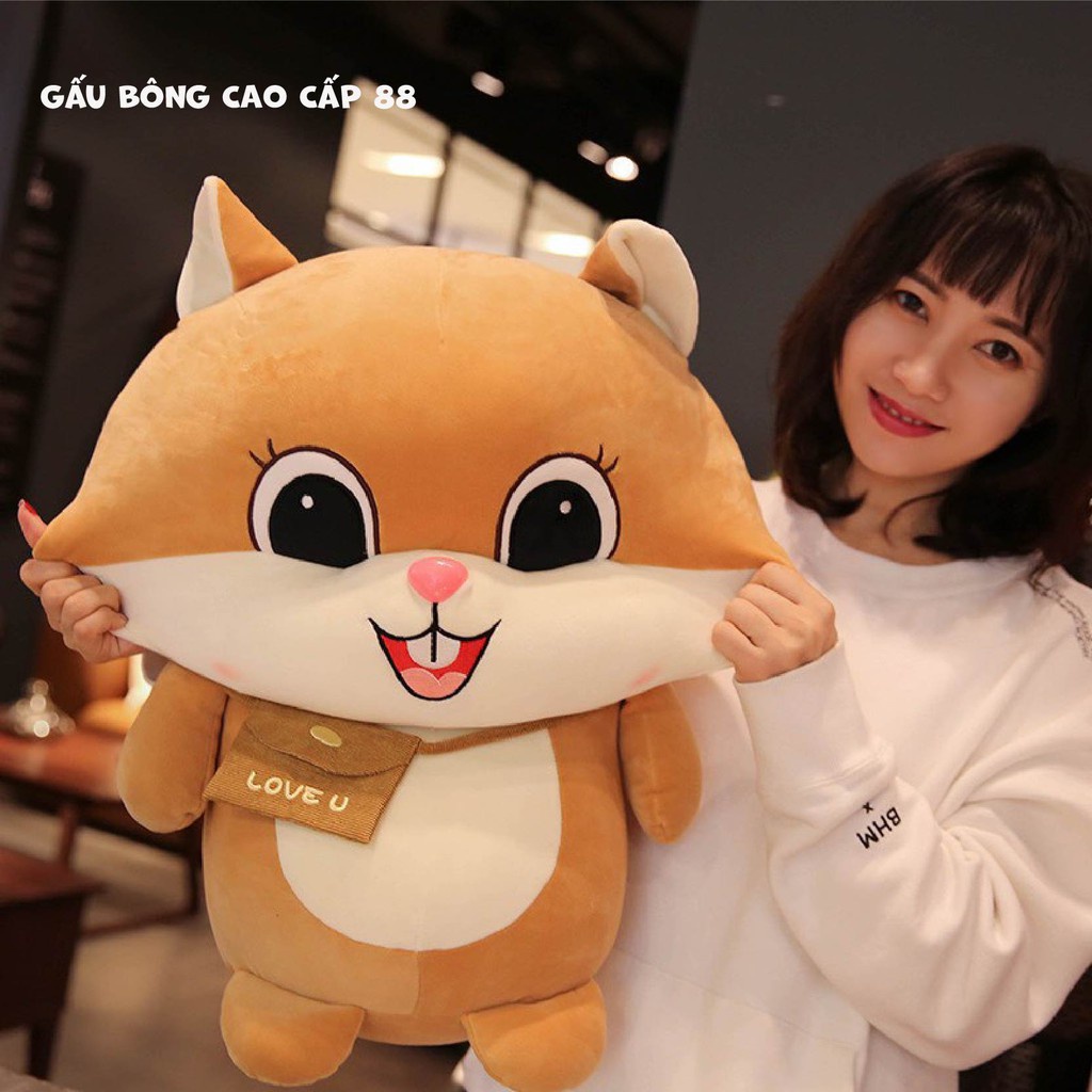 Gấu bông sóc đeo túi chéo dễ thương, Gấu bông to khổng lồ hình con sóc cute 50cm/70cm/95cm - Quà tặng bạn gái ý nghĩa