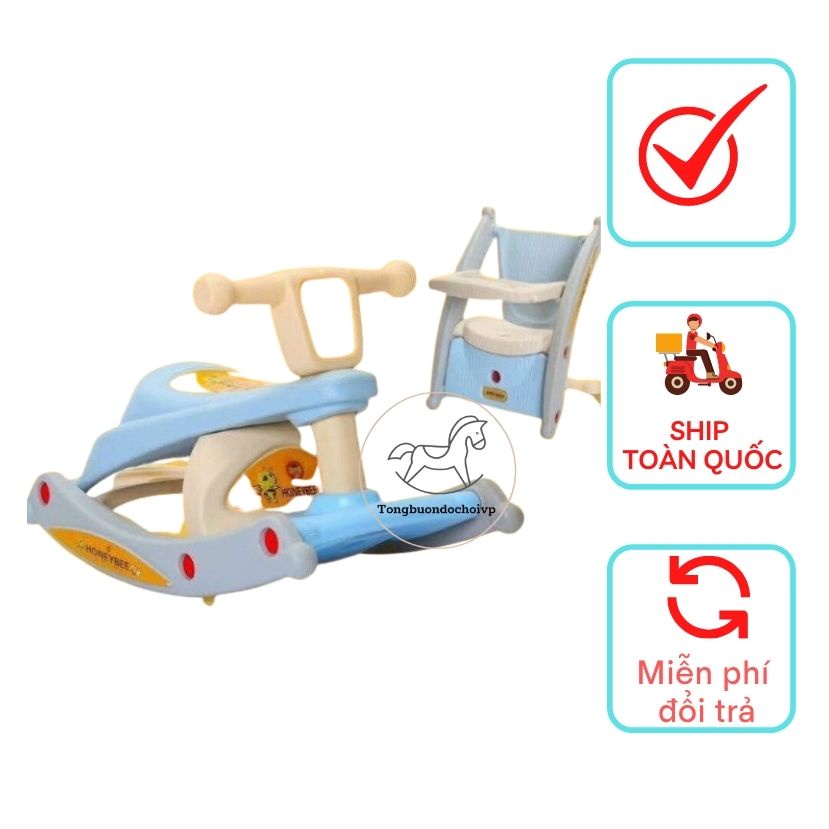 Ghế ăn bột - bập bênh, ngồi cho bé 2 in1 có nhạc và đèn