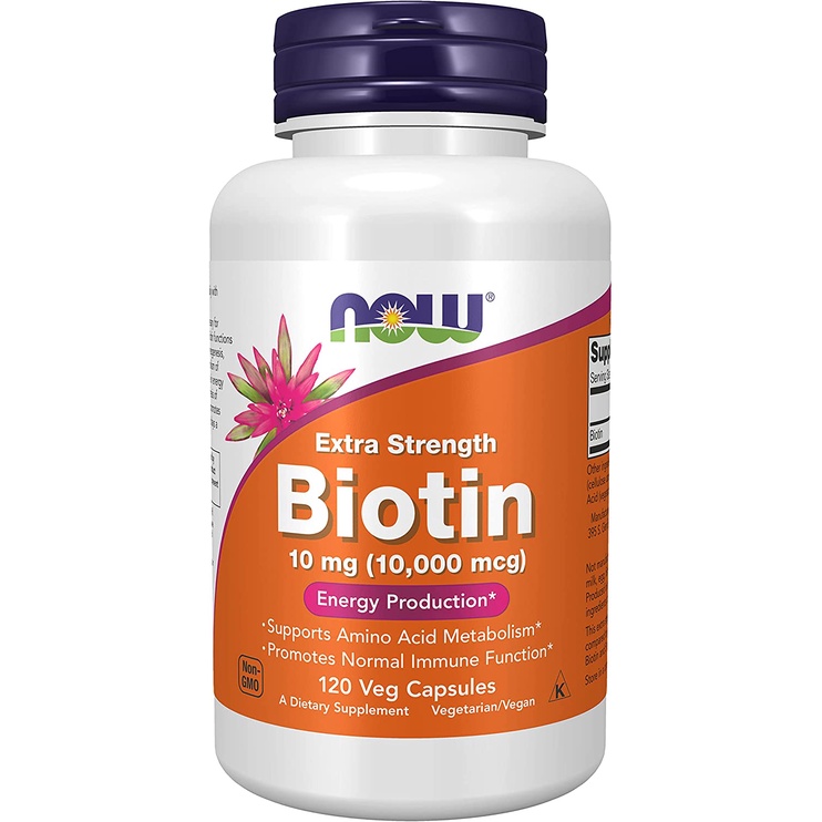 Viên uống mọc tóc, giảm rụng tóc Biotin 120 viên Now Foods của Mỹ