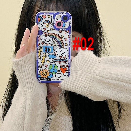 Huawei Y9 Prime Y7 2019 Y9S Nova 5T 7 3e 4e 3i Honor 20 8X Mate 40 30 20 P40 P30 P20 Pro Lite Cartoon Rainbow Smiley Graffiti Tpu Clear Soft Phone Case Full Back Cover JSC 01