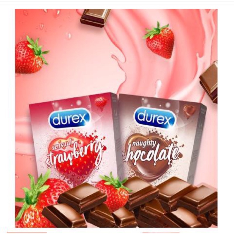 BCS Bao Cao Su Durex STRAWBERY/CHOCOLATE HƯƠNG DÂU/SOCOLA hộp 3 cái