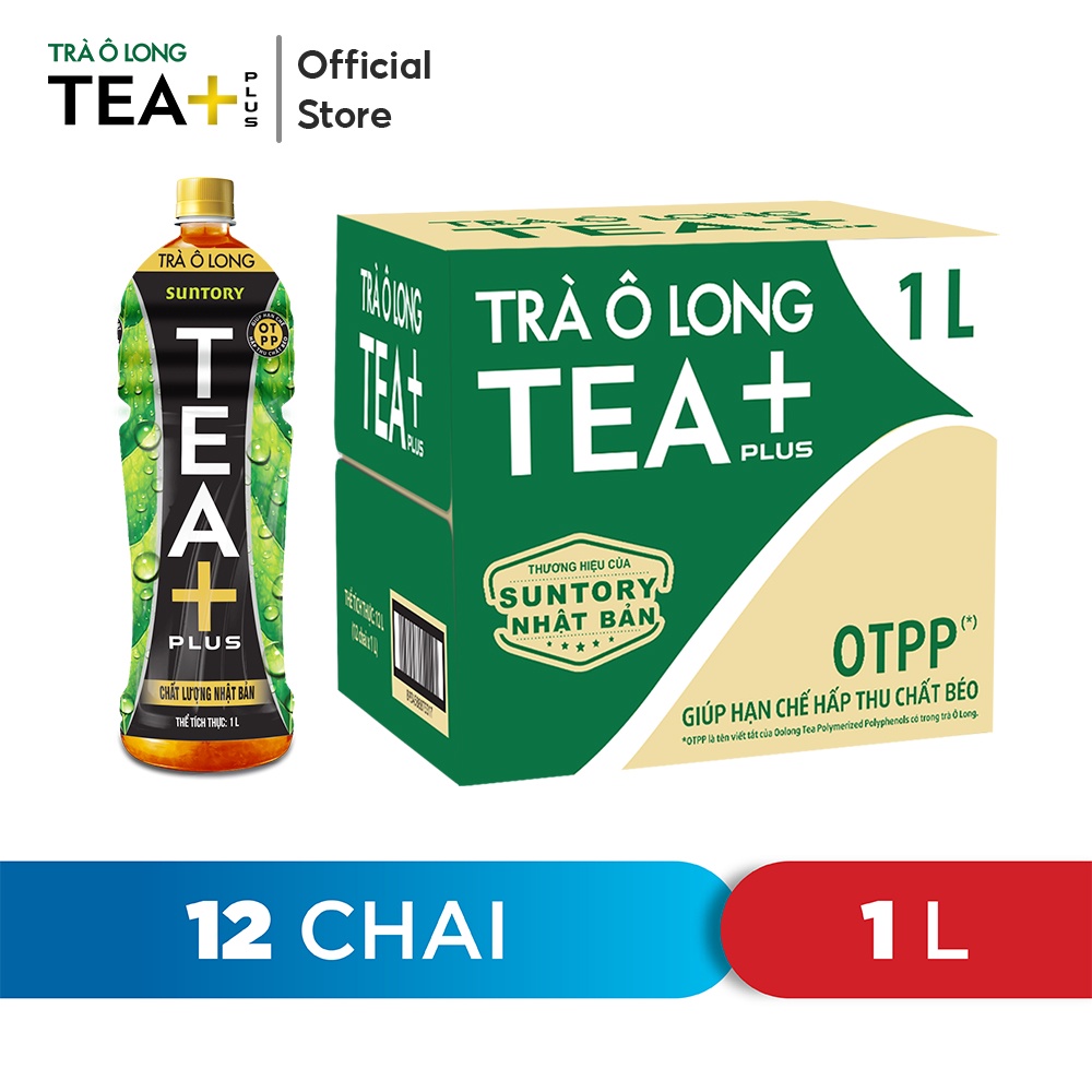 Thùng 12 Chai Trà Ô long Tea+ (1L/chai)