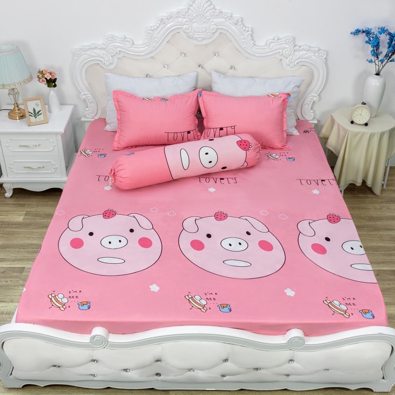 Set ga gối cotton poly : 1 ga+2 vỏ gối  nhiều màu sắc