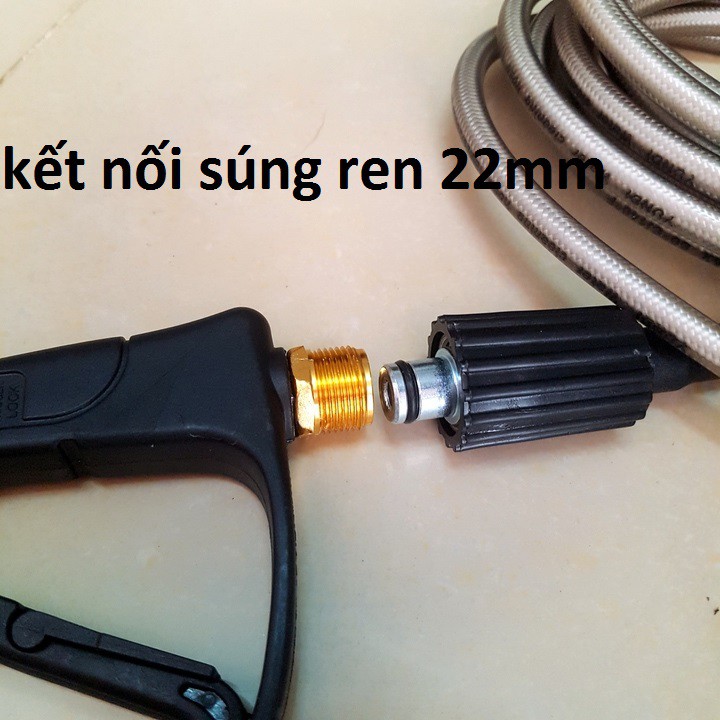 Dây rửa xe cho máy bơm xịt rửa áp lực cao 10M,15M,20M - Ren trong 22mm tặng kèm khớp nối