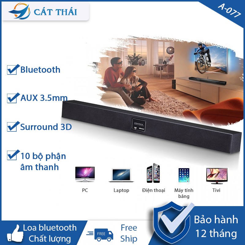 Loa bluetooth A-077 gồm 10 bộ phận âm thanh thiết kế sang trọng âm thanh Surround 3D