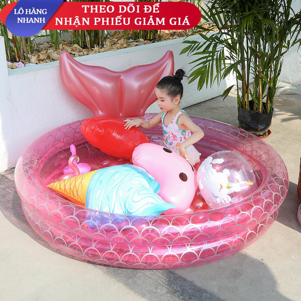 ☾Bể bơi nàng tiên cá bơm hơi bằng nhựa PVC dày Xiaoluins cho trẻ sơ sinh Bể bơi bể bóng đại dương