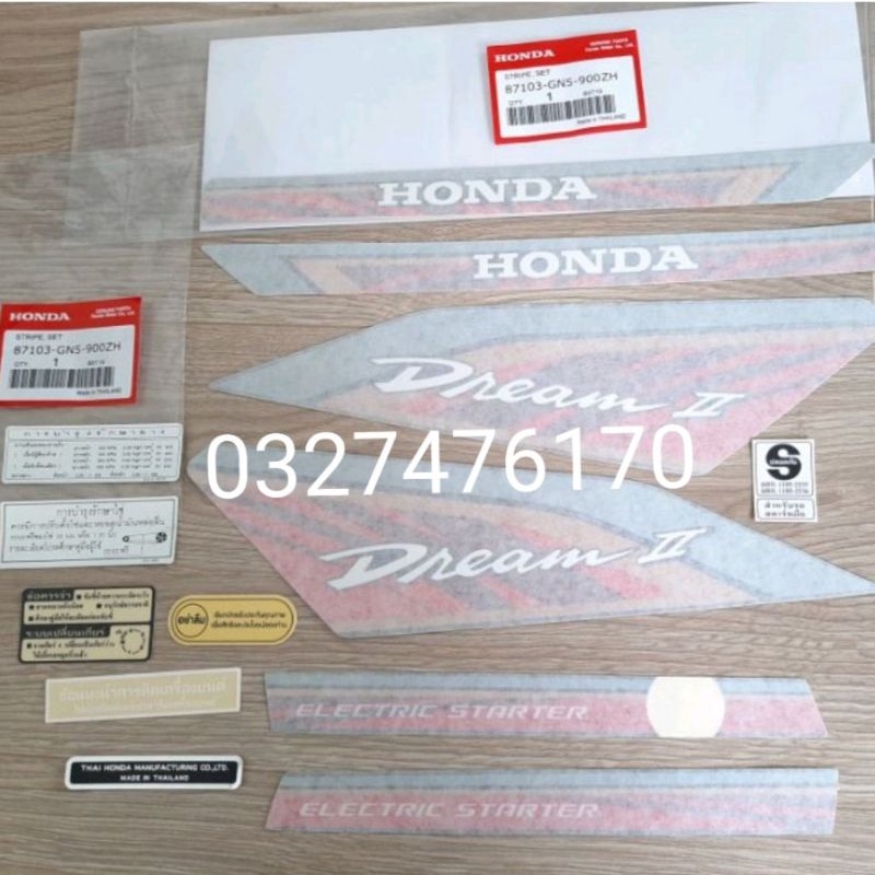 Bộ tem lửa xe DREAM thái luôn tem thông số zin honda