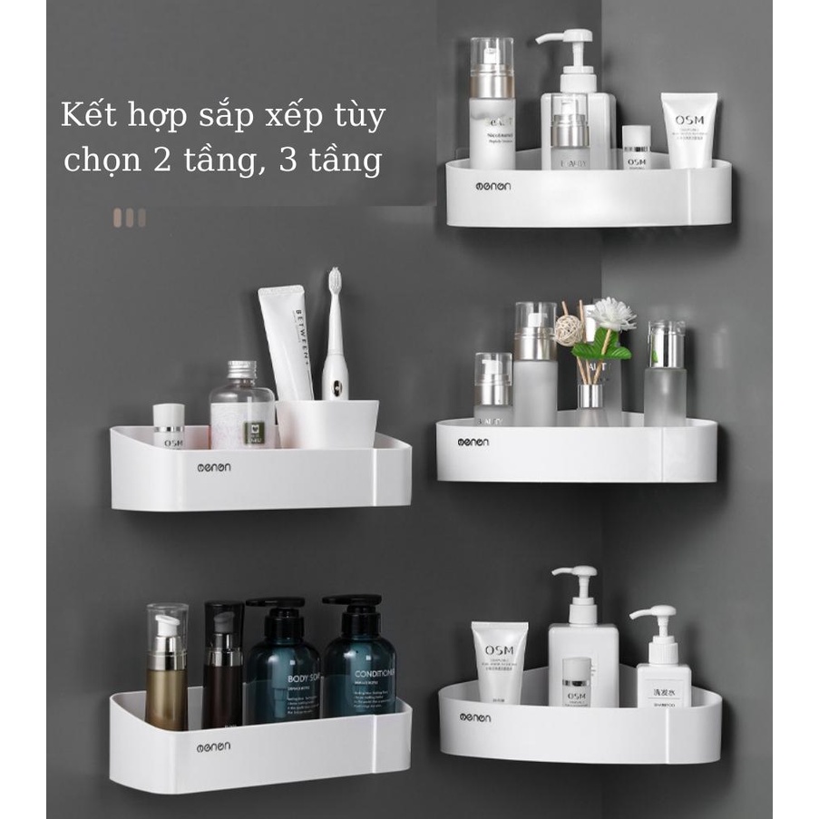 Kệ Để Đồ Nhà Tắm Hình Chữ Nhật Dán Tường, Giá Treo Đồ Mỹ Phẩm Nhựa ABS Thoát Nước Thông Minh