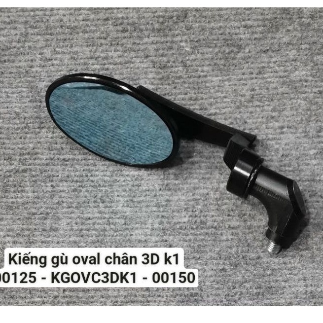 Kính/Gương Chiếu Hậu Oval Nhôm CNC Chân Kiểu 744 Sơn Đen