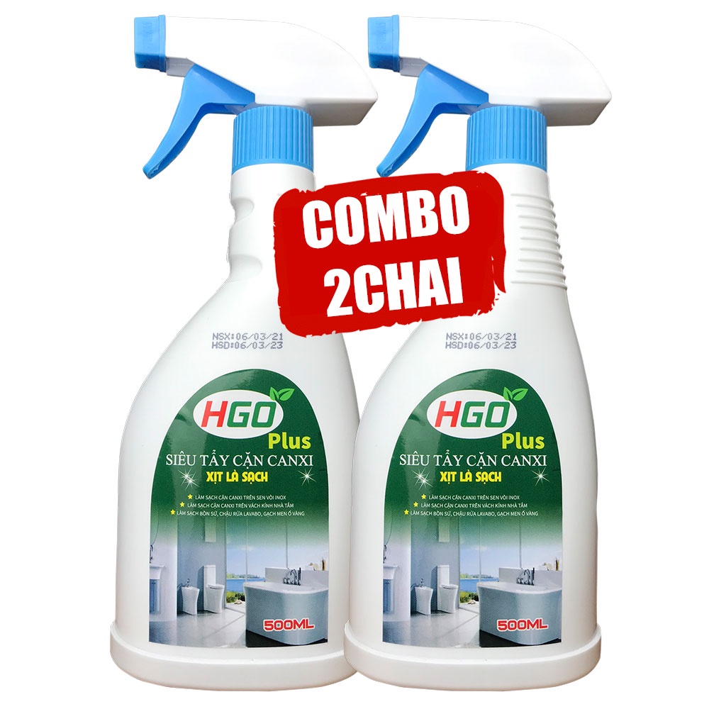 [COMBO 2] Tẩy cặn canxi nhà tắm HGO PLUS an toàn, tiện lợi, hiệu quả 500ml