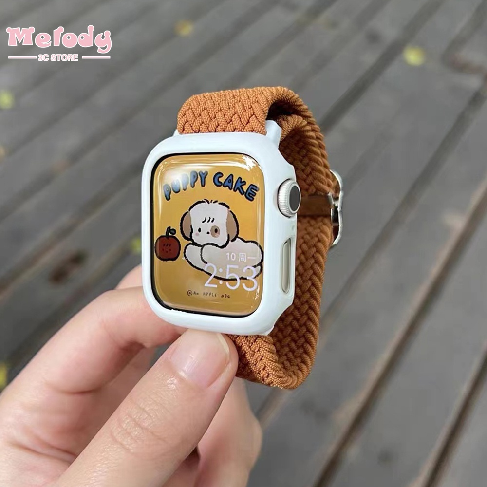 Dây Đeo Nylon Co Giãn Màu Trơn Điều Chỉnh Được Cho Đồng Hồ Thông Minh Apple Watch Series 7/6/SE/5/4 iwatch 45/44/42