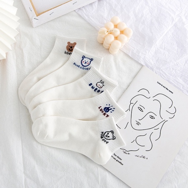 Set 5 đôi tất nữ cổ thấp nhiều hình dễ thương chất liệt cotton - Tatxinhgiare