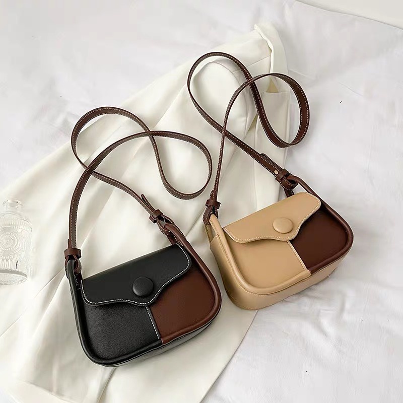 Túi xách nữ đẹpLinh Store túi đeo chéo Hàn Quốc Đi chơi da mềm phối màu