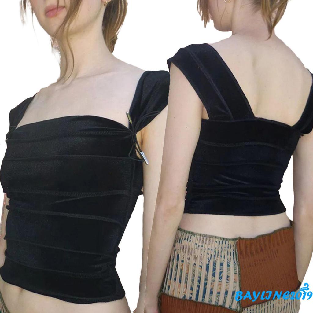 Áo Sát Nách Màu Sắc Đơn Giản Xếp Ly Hai Dây Thời Trang Đường Phố Mùa Hè Cho Nữ