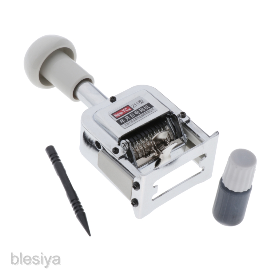 [BLESIYA] Silver Metal 11 Digits Automatic Numbering Machine, Stamp Machine with Ink