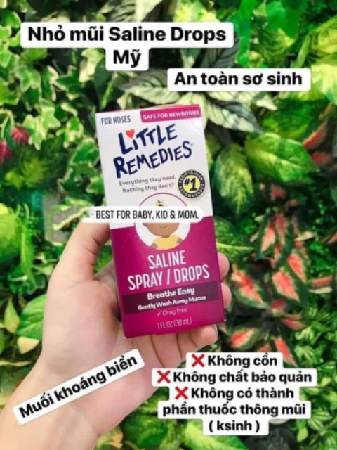 [Mã MKBC245 giảm 8% đơn 400K] Xịt Nhỏ Mũi Kháng Khuẩn LITTLE REMEDIES Mỹ