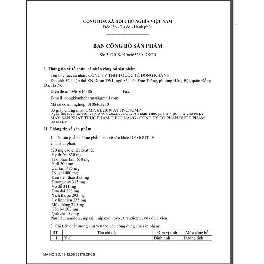 Viên uống hỗ trợ de goutté