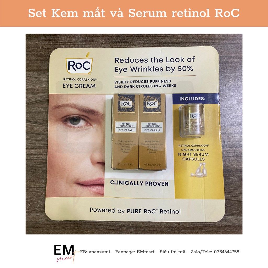 [BILL US] Kem mắt retinol ROC và serum huyết thanh Retinol ngừa lão hóa | BigBuy360 - bigbuy360.vn