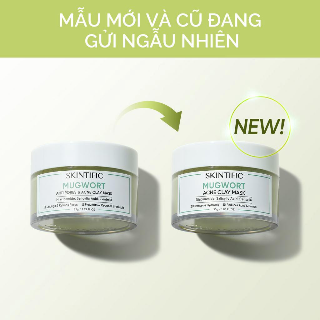 Combo mặt nạ đất sét SKINTIFIC gồm Mặt nạ đất sét ngải cứu 55g + Mặt nạ đất sét tro núi lửa 55g