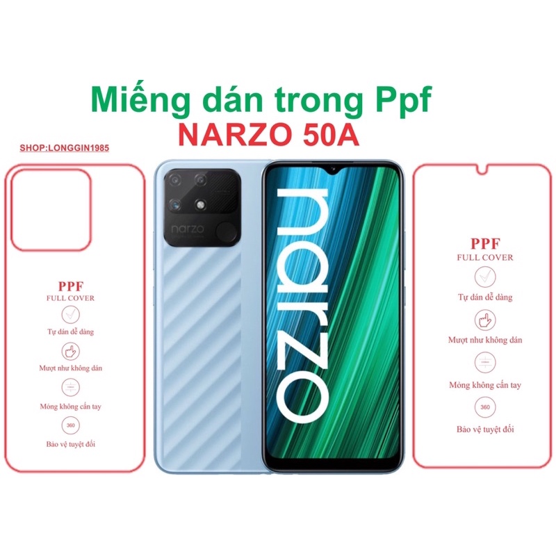 Narzo 50A miếng dán trong Ppf mặt sau và mặt trước chống va đập chống trầy xước tốt