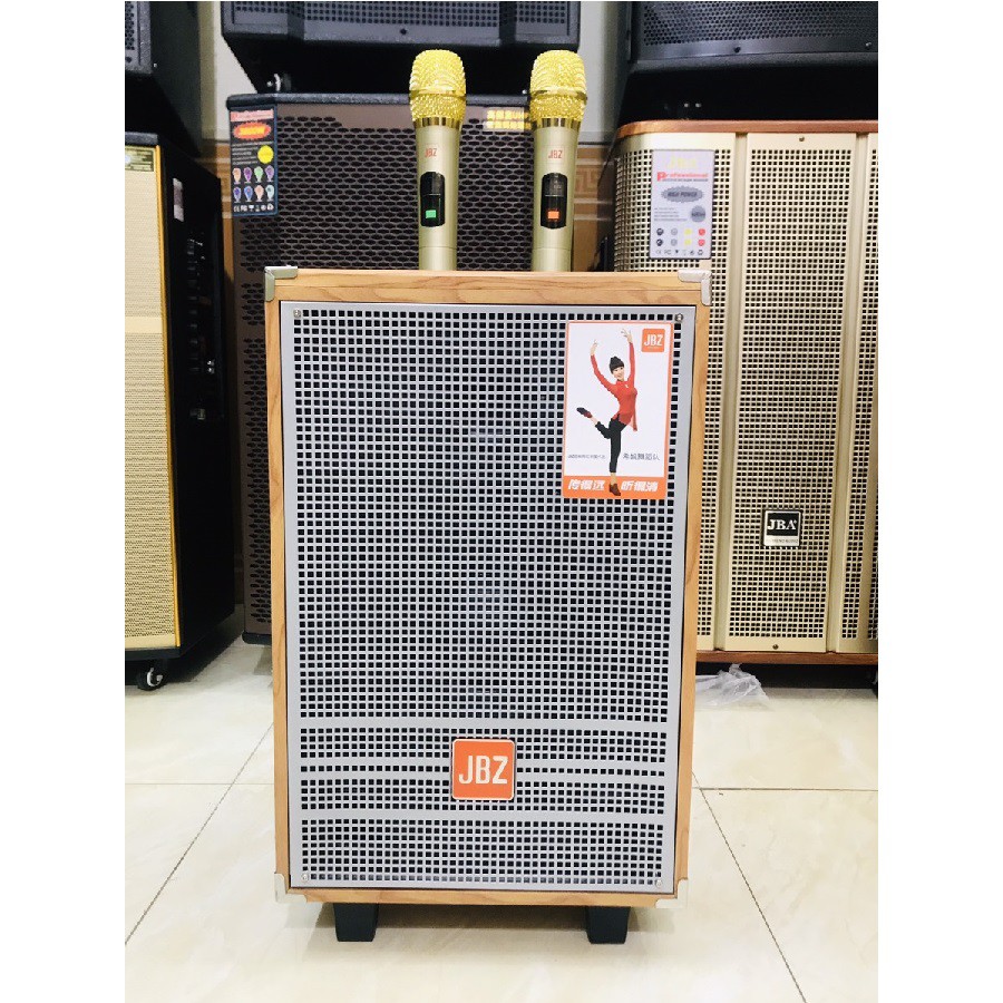 Loa kéo Cao Cấp JBZ 1003 Bass 25 , Vỏ Gỗ, 2 Micro Không Dây Cao Cấp
